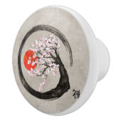 キャンバスの禅のEnsoの円そして桜の木 セラミックノブ (右)