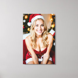 キャンバスの美しいクリスマスガール キャンバスプリント