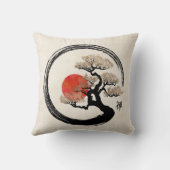 キャンバスのEnsoの円そして盆栽の木 クッション (裏面)