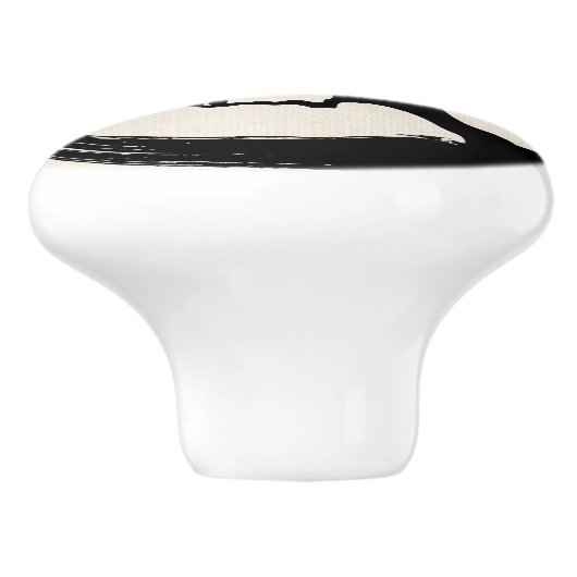 キャンバスのEnsoの円そして盆栽の木 セラミックノブ (側面)