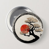 キャンバスのEnsoの円そして盆栽の木 缶バッジ (正面&裏面)