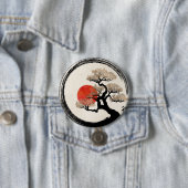 キャンバスのEnsoの円そして盆栽の木 缶バッジ (インサイチュ)