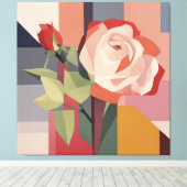 キャンバスアート、幾何学的バラ キャンバスプリント (インサイチュ (ウッドフロア))