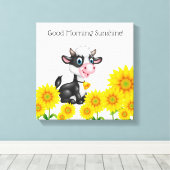 キャンバスウォールアートカントリー牛 キャンバスプリント (インサイチュ (ウッドフロア))