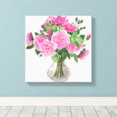 キャンバスウォールアートピンクローズ キャンバスプリント (インサイチュ (ウッドフロア))