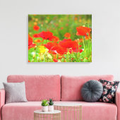 キャンバスファインアートプリントフローラ赤ポピー花 キャンバスプリント (インサイチュ (リビング))