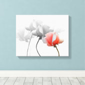 キャンバスプリントとブラック&ホワイトのバラ、ワンピンク キャンバスプリント (インサイチュ (ウッドフロア))