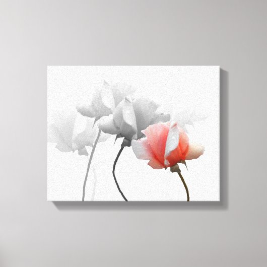 キャンバスプリントとブラック&ホワイトのバラ、ワンピンク キャンバスプリント (正面)