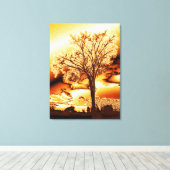 キャンバスプリント上の溶融金ゴールド内のツリー キャンバスプリント (インサイチュ (ウッドフロア))