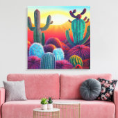 キャンバスプリント：サボテン砂漠の上の夕日 キャンバスプリント (インサイチュ (リビング))
