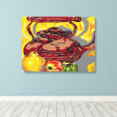 キャンバスラップスチルライフ：お茶釜とフルーツ キャンバスプリント (インサイチュ (ウッドフロア))