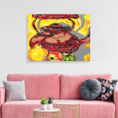 キャンバスラップスチルライフ：お茶釜とフルーツ キャンバスプリント (インサイチュ (リビング))