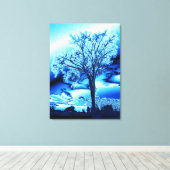 キャンバス上のアイスブルーの木 キャンバスプリント (インサイチュ (ウッドフロア))