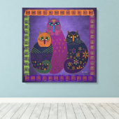 キャンバス上のアミゴス猫3匹 キャンバスプリント (インサイチュ (ウッドフロア))