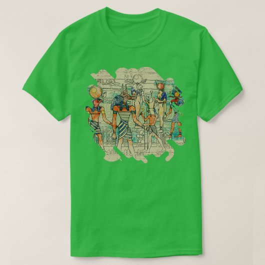キャンバス上のエジプトの神々 Tシャツ (デザイン正面)