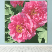 キャンバス上の壮大な深いピンクの牡丹。 キャンバスプリント (インサイチュ (ウッドフロア))