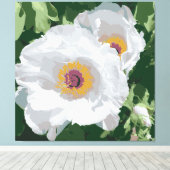 キャンバス上の壮大な白い牡丹 キャンバスプリント (インサイチュ (ウッドフロア))