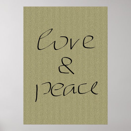 キャンバス上の愛と平和の手書き ポスター (正面)