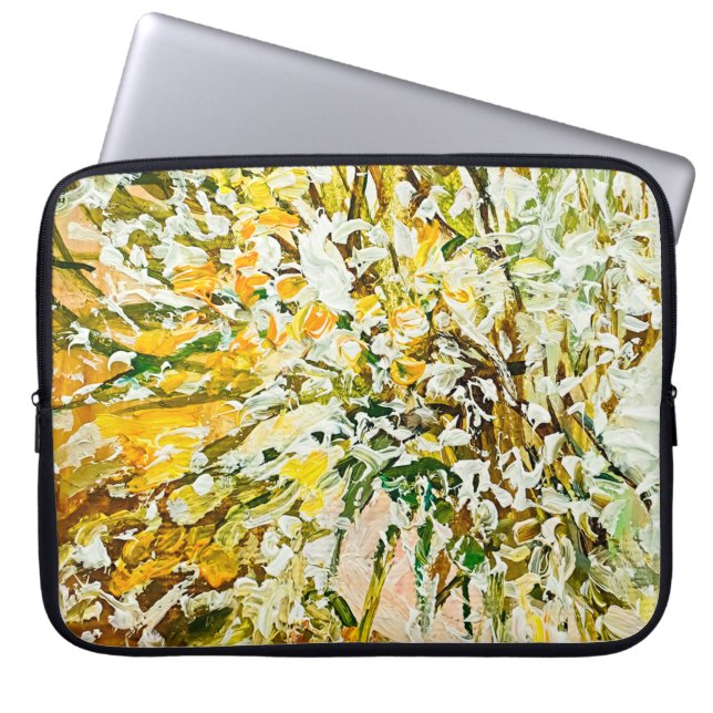 キャンバス上の表絵を描現エンボス、を使用して作成 ラップトップスリーブ (正面)