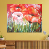 キャンバス上の赤いケシの油絵 キャンバスプリント (インサイチュ (リビング))