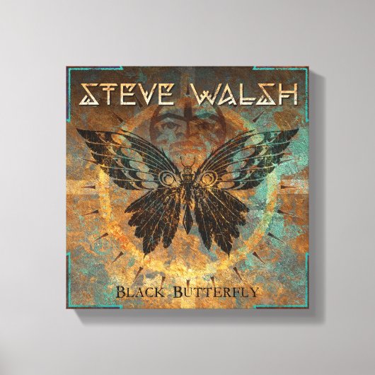 キャンバス上の黒い蝶のアートワーク キャンバスプリント (正面)