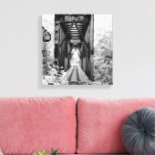 キャンバス上の黒と白の田舎列車のトレリス キャンバスプリント (インサイチュ (リビング))