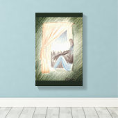 キャンバス上の「Woman At Window」アート キャンバスプリント (インサイチュ (ウッドフロア))