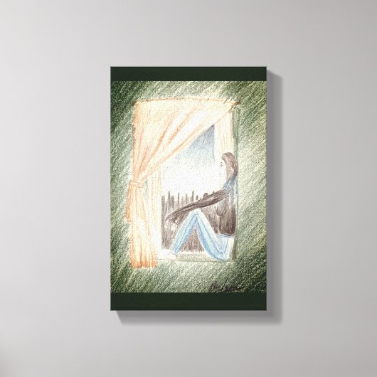 キャンバス上の「Woman At Window」アート キャンバスプリント (正面)