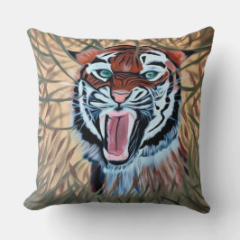 キャンバス上絵を描の虎の手 クッション