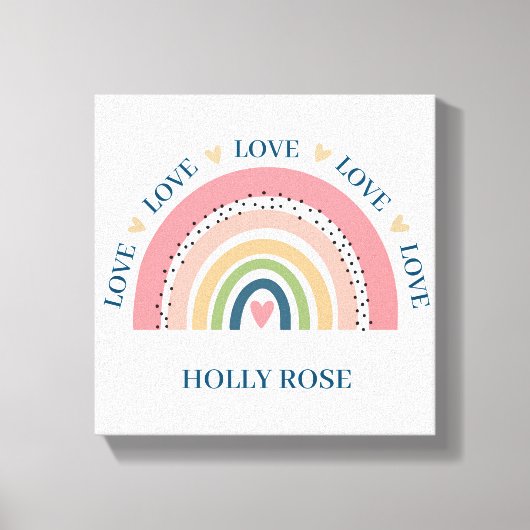 キャンバス印刷 – レインボーハートブルー2 キャンバスプリント (正面)