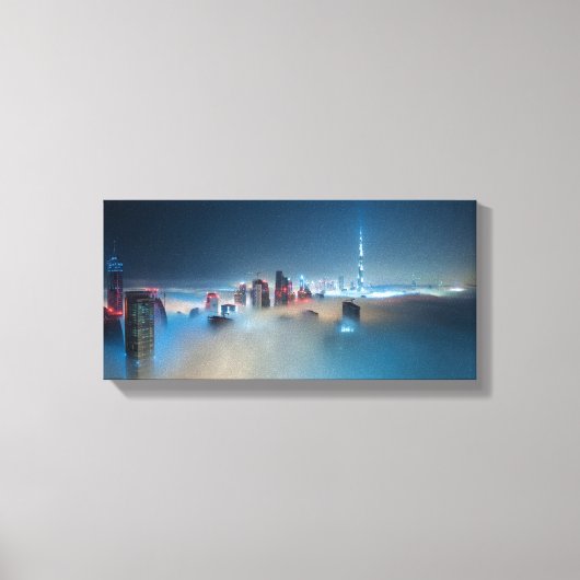 キャンバス印刷 – Dubai Skyline on a Misty Day キャンバスプリント (正面)