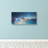 キャンバス印刷 – Dubai Skyline on a Misty Day キャンバスプリント (インサイチュ (ウッドフロア))