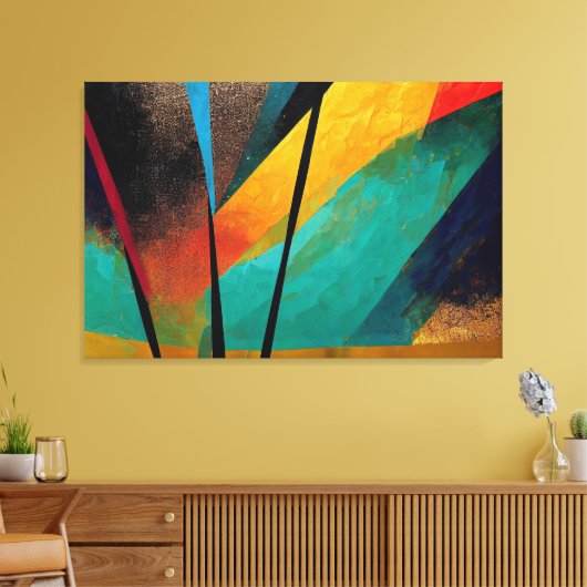 キャンバス用の抽象芸術オレンジとブラックのデジタルアート キャンバスプリント (インサイチュ (リビング))