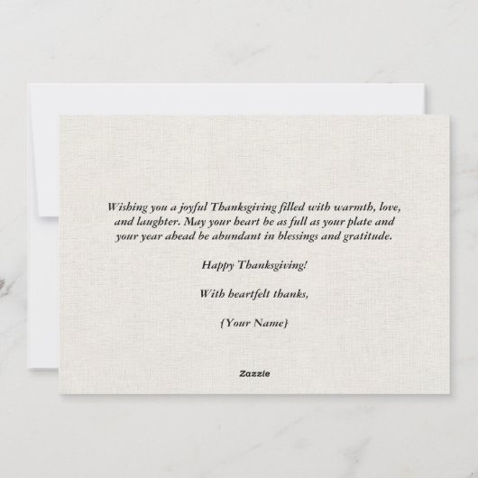 キャンバス オータム パンプキンとリーフ ハッピーサンクスギビング シーズンカード (裏面)