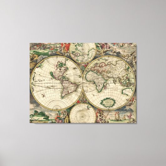キャンバス ヴィンテージ 世界地図 1689 (正面)