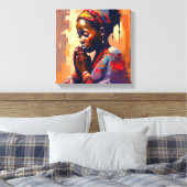 キャンバス、瞑想の美しいアフリカの少女 キャンバスプリント (インサイチュ (寝室))