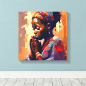 キャンバス、瞑想の美しいアフリカの少女 キャンバスプリント (インサイチュ (ウッドフロア))