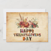 キャンバス 秋の落ち葉とカボチャ 感謝祭 シーズンカード (正面)