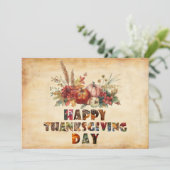 キャンバス 秋の落ち葉とカボチャ 感謝祭 シーズンカード (スタンド正面)