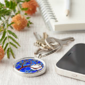 キャンバス-青の木そして月 キーホルダー (側面)