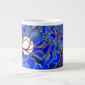 キャンバス-青の木そして月 ジャンボコーヒーマグカップ (正面)