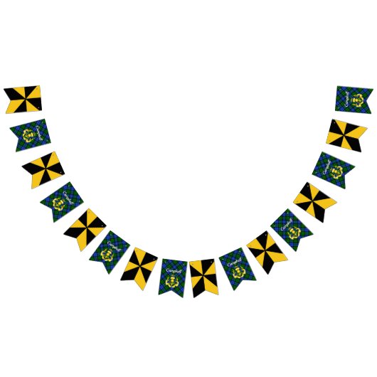 キャンバルド家の紋章の盾とタータン バンティングフラッグ (全)