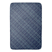 キャンバ市松模様にスファブリックの側面を持つ青いオーバーレイ バスマット (正面縦)