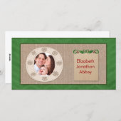 キャンバ素朴スグリーンシェブロンクリスマスフォトカード シーズンカード (正面/裏面)