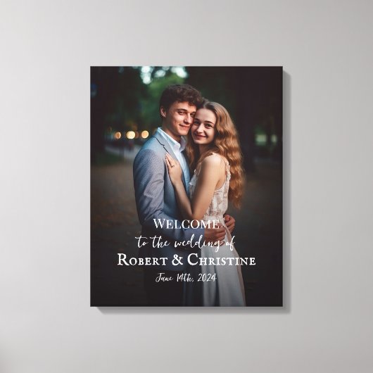 キャンバ結婚スに写真が付いたウェルカムサイン キャンバスプリント (正面)
