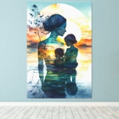 キャンバ絵を描スの母親と彼女の2人の息子はp. キャンバスプリント (インサイチュ (ウッドフロア))
