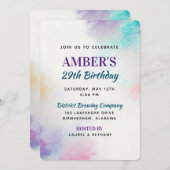 キャンバ色彩の鮮やかス誕生日 招待状 (正面/裏面)