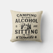 キャンパおもしろいースローガンのキャンピング飲みことわざ クッション (正面)