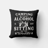 キャンパおもしろいースローガンのキャンピング飲みことわざ クッション (正面)