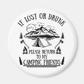 キャンパおもしろいースローガンのキャンピング飲みことわざ マグネット (正面)